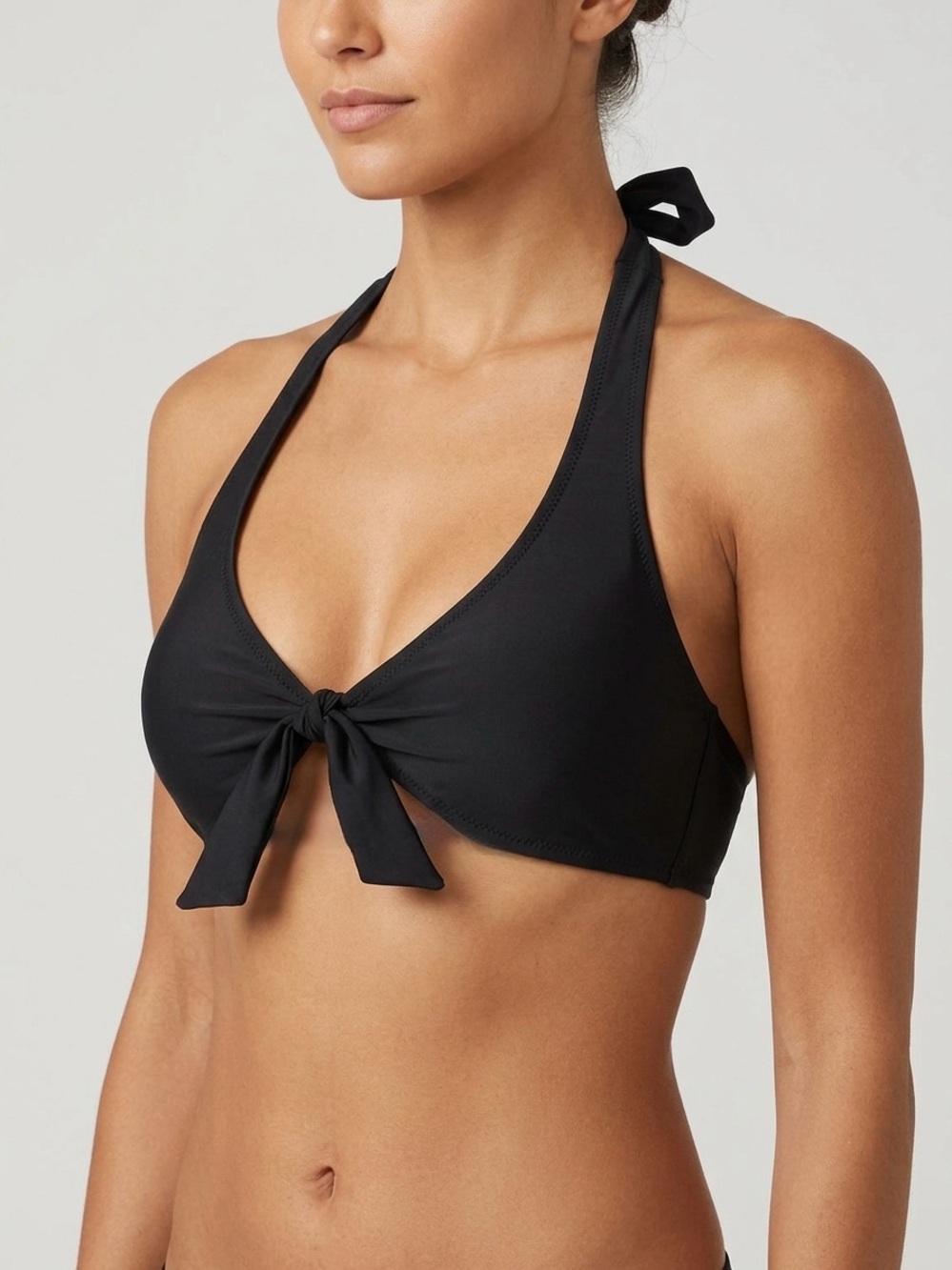 Jessica Simpson Front Tie Halter Bikini Top Black S